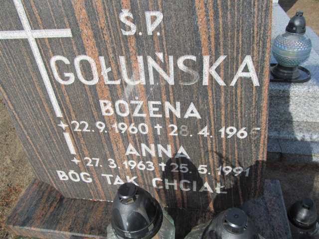 Anna Gołuńska 1963 Człuchów - Grobonet - Wyszukiwarka osób pochowanych